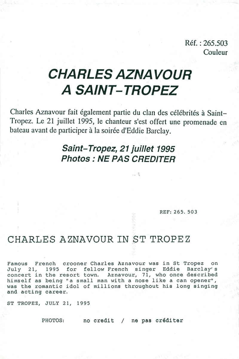 Charles Aznavour on his way to Eddie Barlcays concert - Vintage Photograph