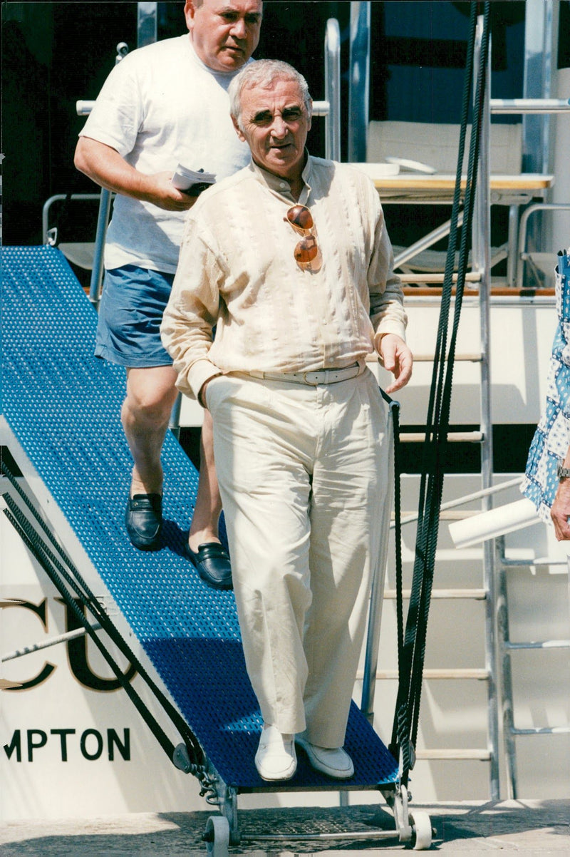 Charles Aznavour on his way to Eddie Barlcays concert - Vintage Photograph