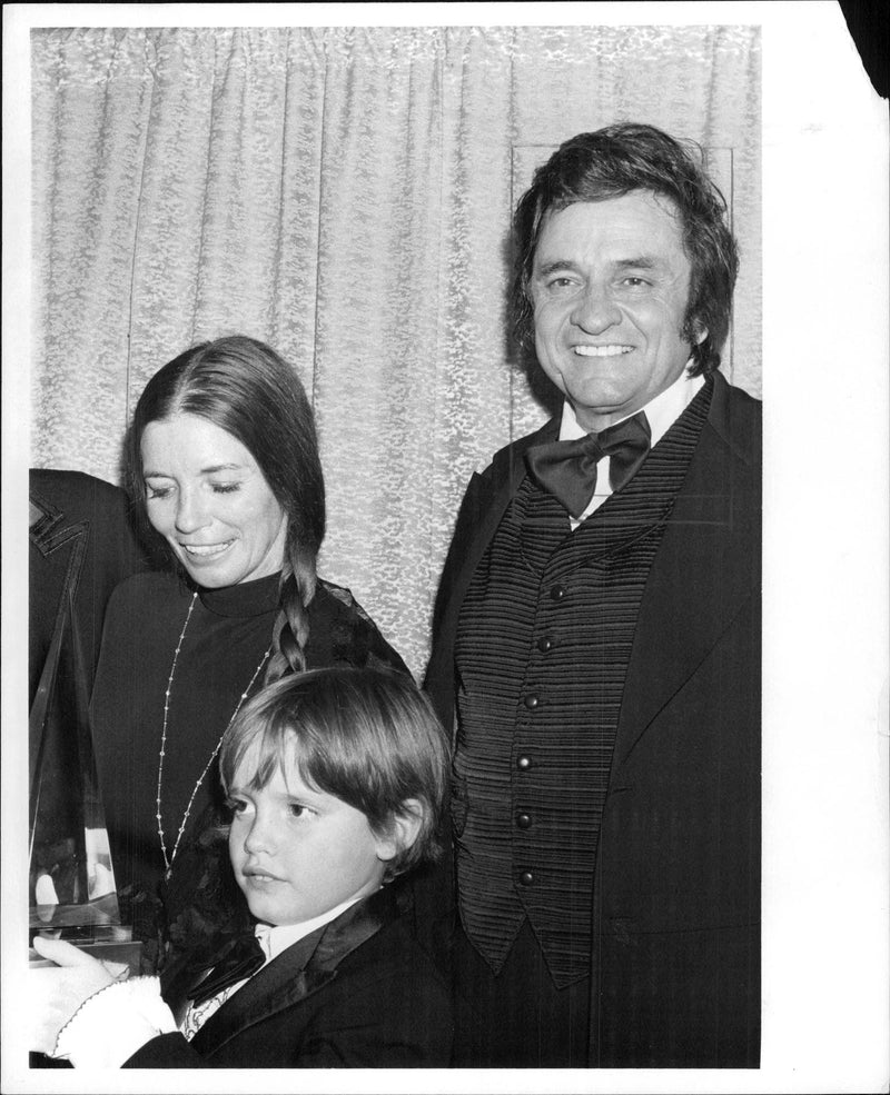 Johnny Cash along with his wife and son - Vintage Photograph