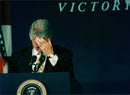 Bill Clinton in the speeches during his state visit to Chicago. - Vintage Photograph