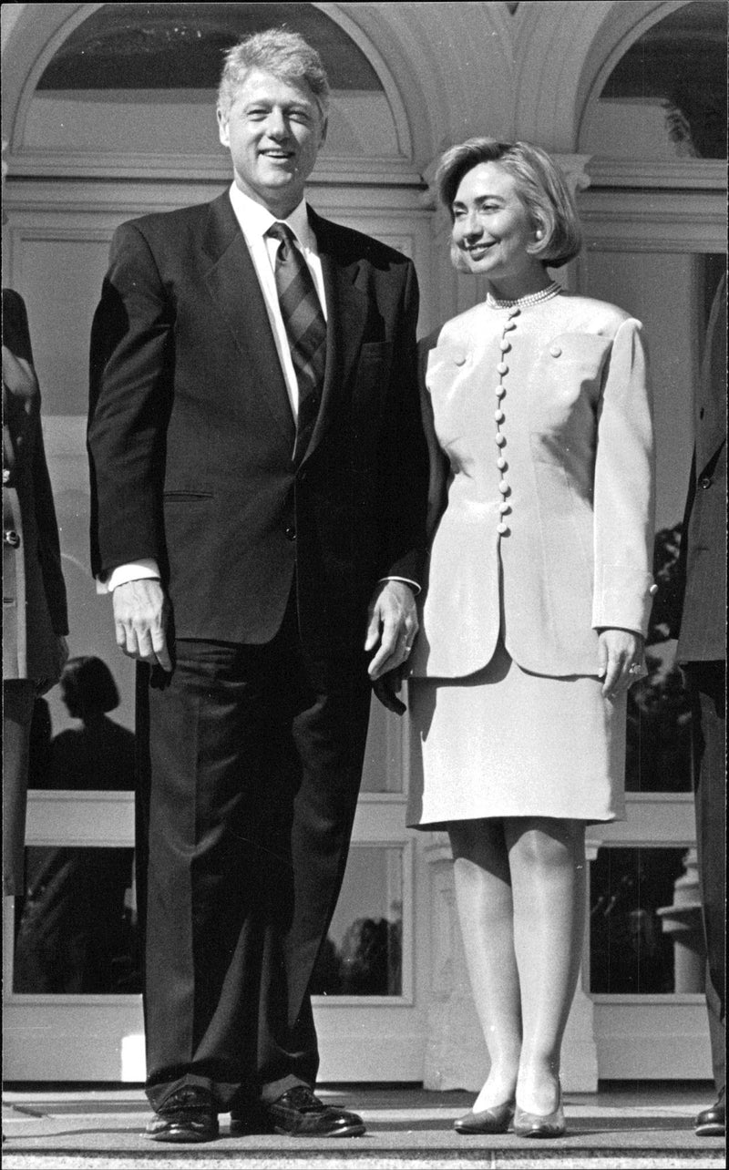 President Bill Clinton and his wife Hillary Clinton - Vintage Photograph