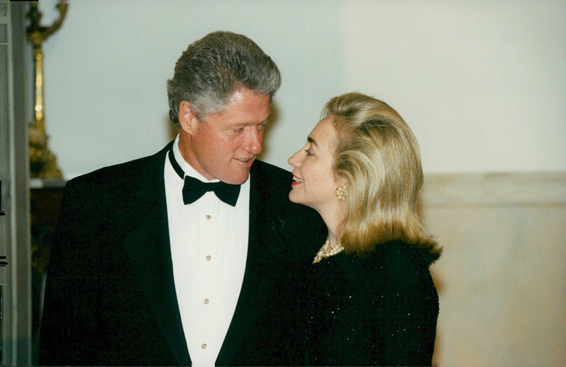 President Bill Clinton and his wife Hillary Clinton - Vintage Photograph