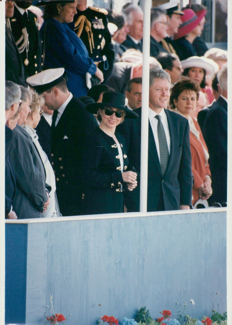 Bill and Hillary Clinton at the Drumhead Service - Vintage Photograph