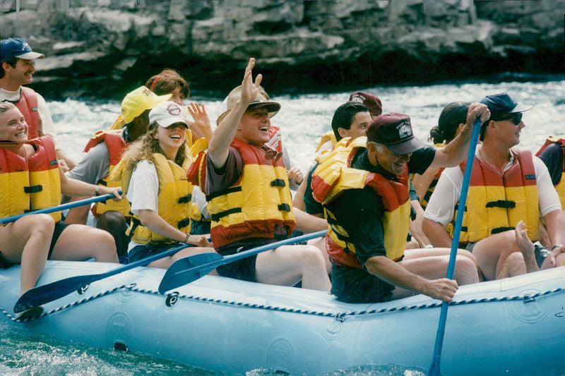 Bill Clinton go rafting with family - Vintage Photograph