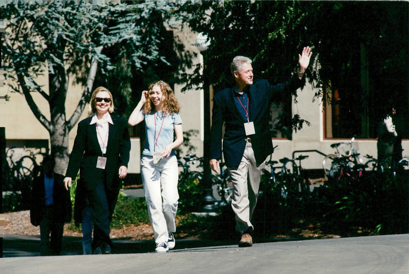 Bill Clinton's wife Hillary and daughter Chelsea - Vintage Photograph