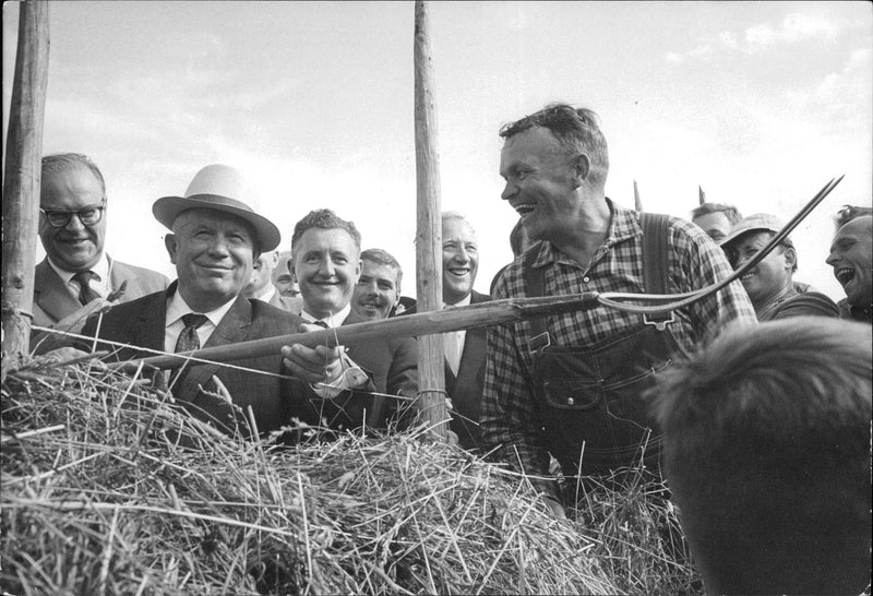 Politicians Nikita Khrushchev visiting Hagby Berga farm - Vintage Photograph