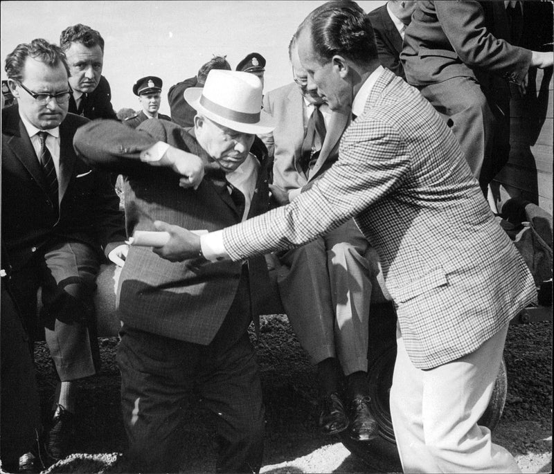 Politicians Nikita Khrushchev visiting Hagby Berga farm - Vintage Photograph