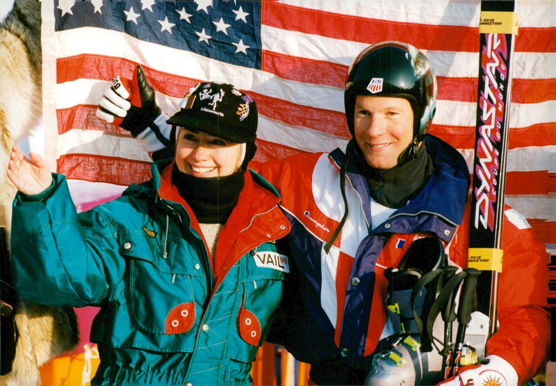 Hillary Clinton along with Tommy Moe - Vintage Photograph