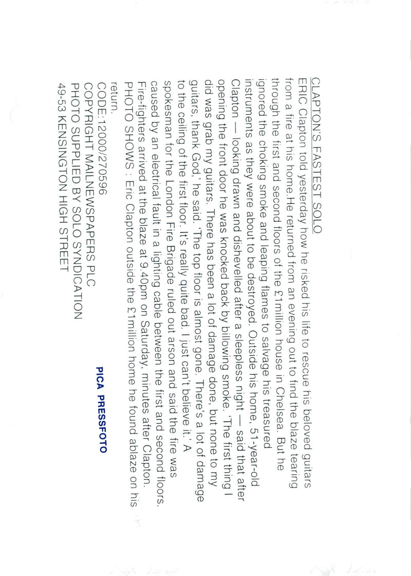 Musician Eric Clapton - Vintage Photograph