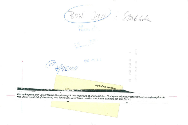 The rock band Bon Jovi at the Hotel Strand's roof - Vintage Photograph