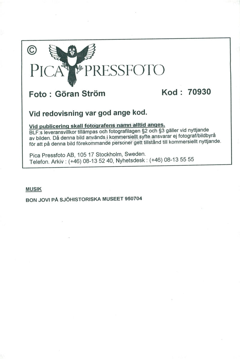 Bon Jovi at the Maritime Museum - Vintage Photograph