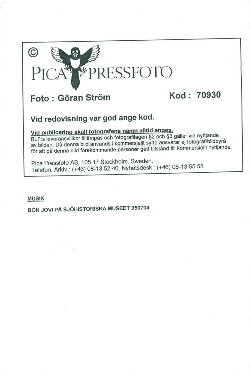 Bon Jovi at the Maritime Museum - Vintage Photograph