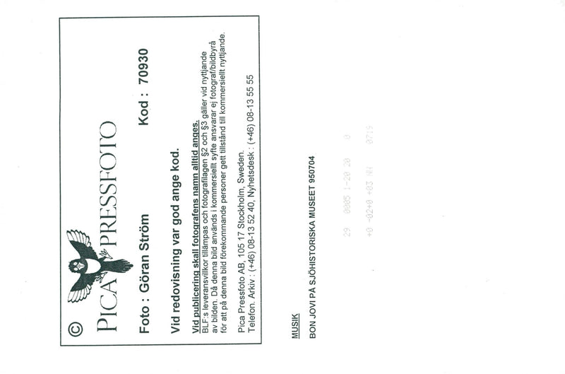 Bon Jovi at the Maritime Museum - Vintage Photograph