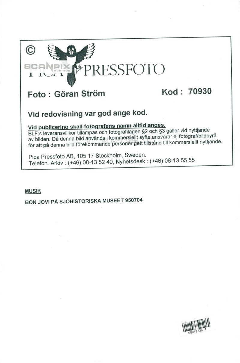 Bon Jovi appears at the Maritime Museum - Vintage Photograph