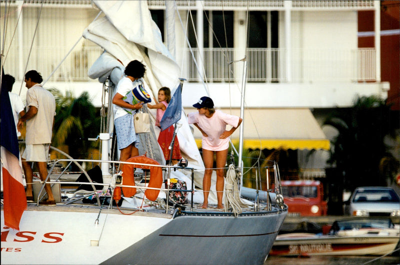 Princess Diana with her friend Catherine Soames aboard a yacht - Vintage Photograph