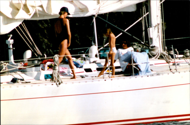 Princess Diana aboard a yacht - Vintage Photograph