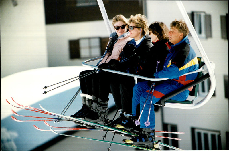 Princess Diana on a skiing holiday with family and friends - Vintage Photograph