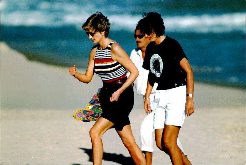 Princess Diana walking on the beach - Vintage Photograph