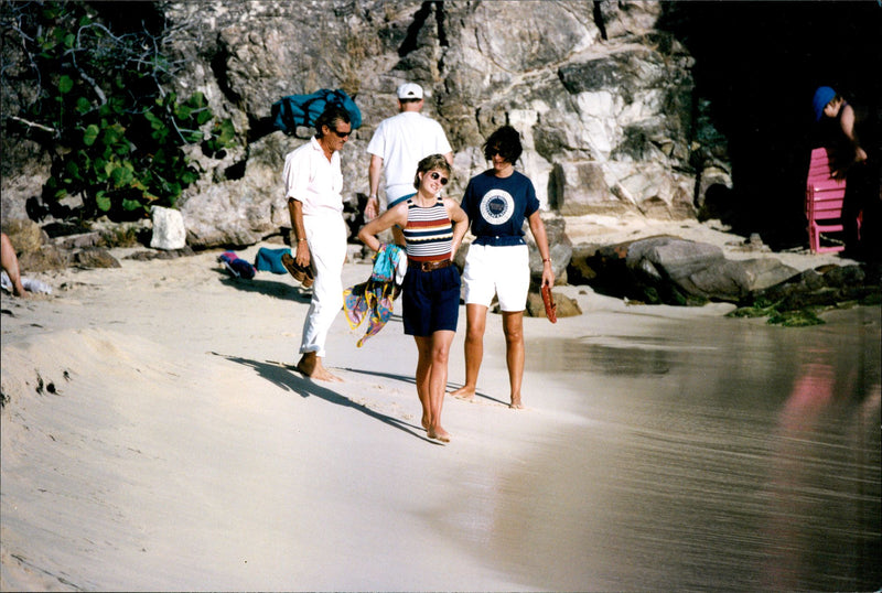 Princess Diana holidays in Saint-BarthÃ©lemy with her friend Catherine Soames - Vintage Photograph