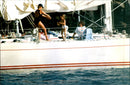 Princess Diana on a yacht in St. Barts with her friend Catherine Soames - Vintage Photograph