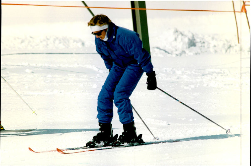 Princess Diana on a skiing holiday in Lech am Arlberg - Vintage Photograph