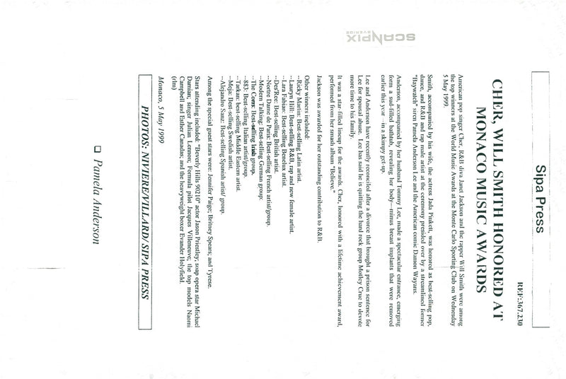 Pamela Anderson photographed during the Monaco Music Awards. - Vintage Photograph