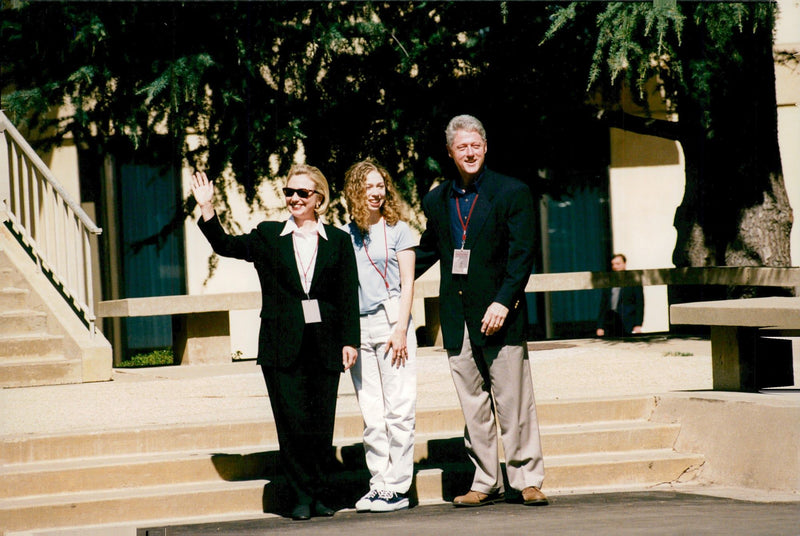 Bill Clinton, with his wife Hillary and daughter Chelsea - Vintage Photograph