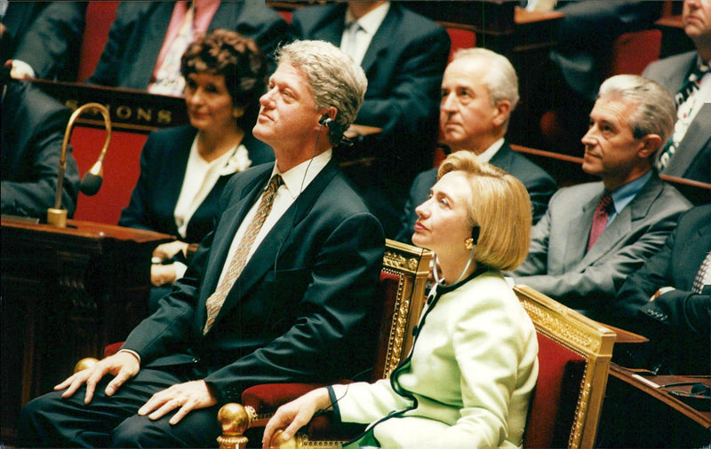 Bill Clinton speaks at the French National Assembly - Vintage Photograph