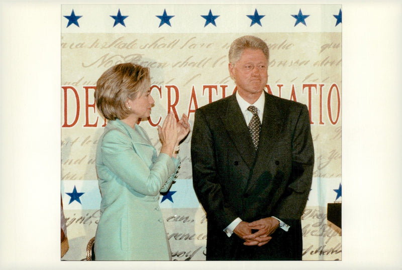 Bill and Hillary Clinton at a press conference - Vintage Photograph