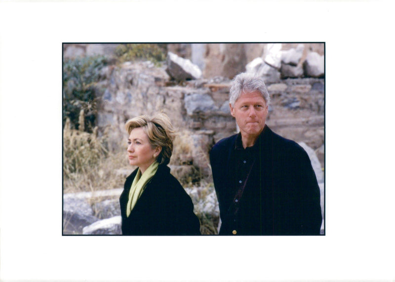 Hillary and Bill Clinton out on a walk - Vintage Photograph