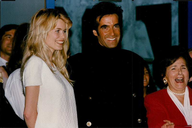 David Copperfield at the opening of his "Hollywood Walk of Fame" star. Here with his fiancÃ©e Claudia Schiffer - Vintage Photograph