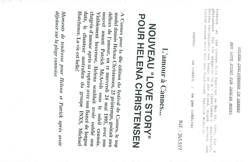 Helene Christensen model with boyfriend Patrick McAvish - Vintage Photograph