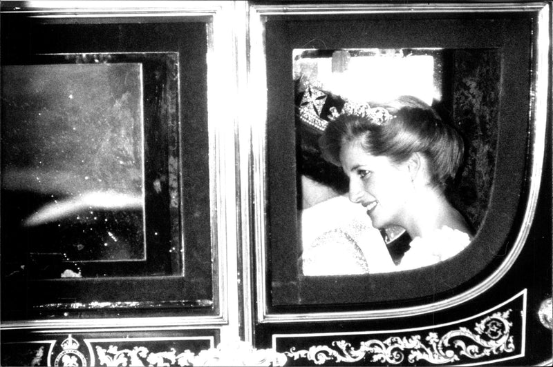 Princess Diana on the way to the state opening of parliament - Vintage Photograph