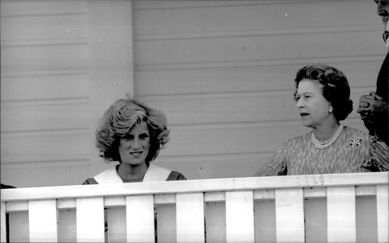 Princess Diana and Queen Elizabeth II watching a polo match - Vintage Photograph