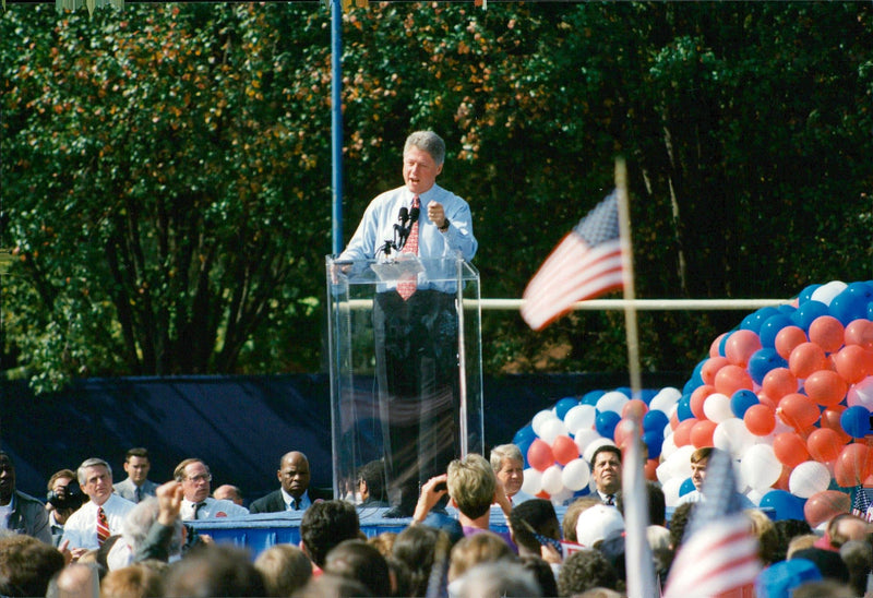 President Bill Clinton gives a speech - Vintage Photograph