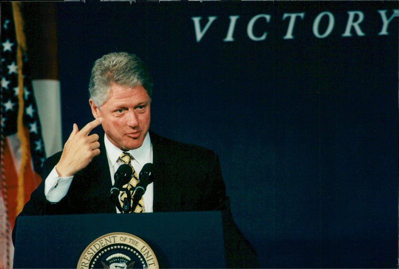 President Bill Clinton speaks at Nation Convention - Vintage Photograph