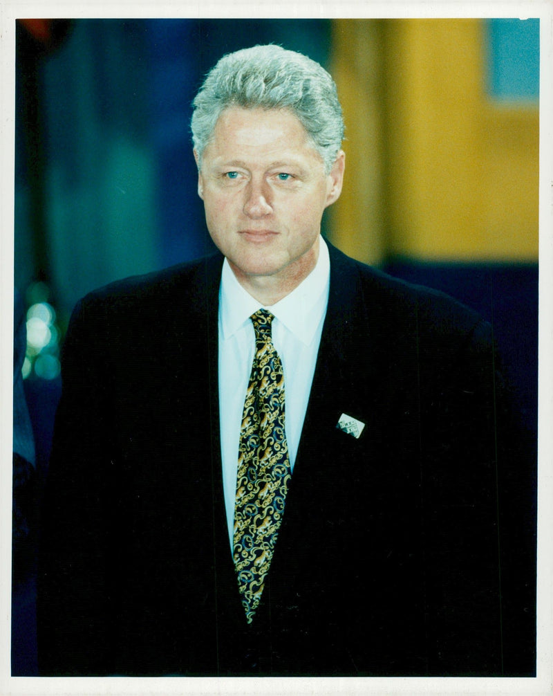 President Bill Clinton holds - Vintage Photograph