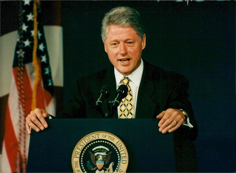 President Bill Clinton gives a speech at the National Convention - Vintage Photograph