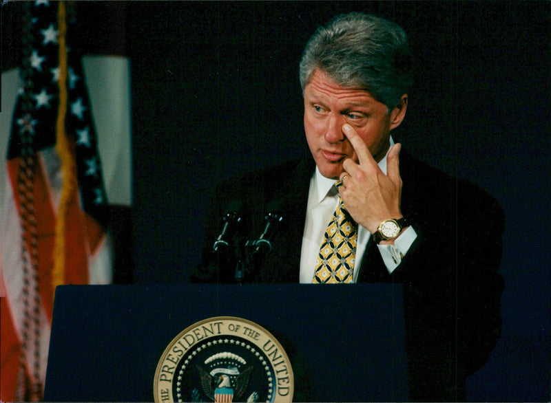 President Bill Clinton gives a speech at the National Convention - Vintage Photograph