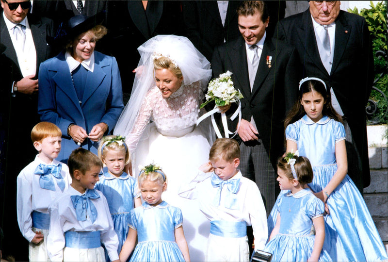 Prince Charles of Bourbon and his wife Camilla during their wedding day - Vintage Photograph