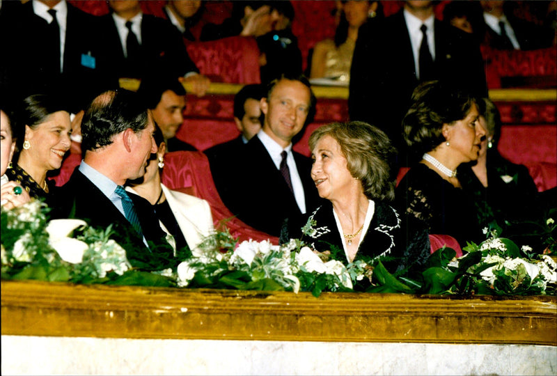 Sofia of Spain in conversation with Prince Charles - Vintage Photograph