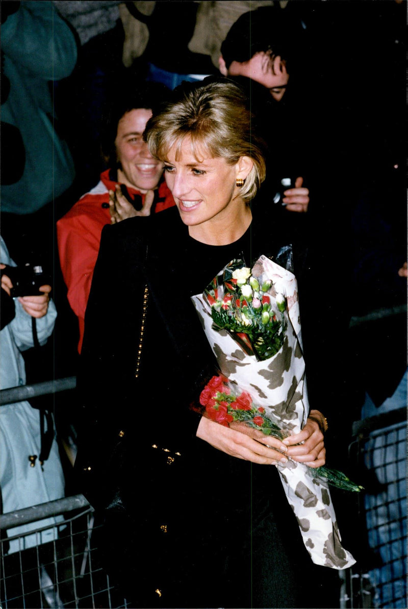 Portrait image of Princess Diana taken in connection with an official visit to a shelter for homeless young people. - Vintage Photograph