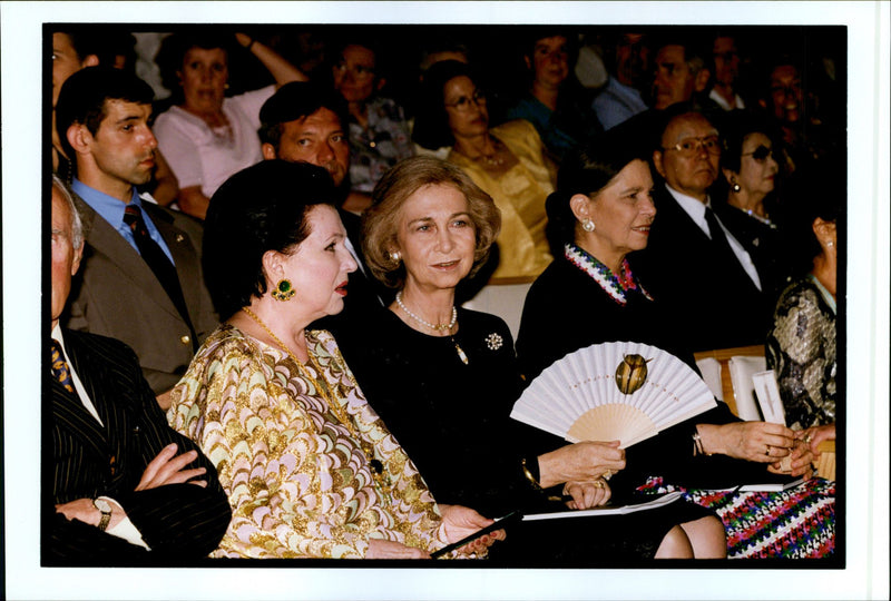 Queen Sofia of Spain in the audience during the Rostropovich concert in Evian. - Vintage Photograph