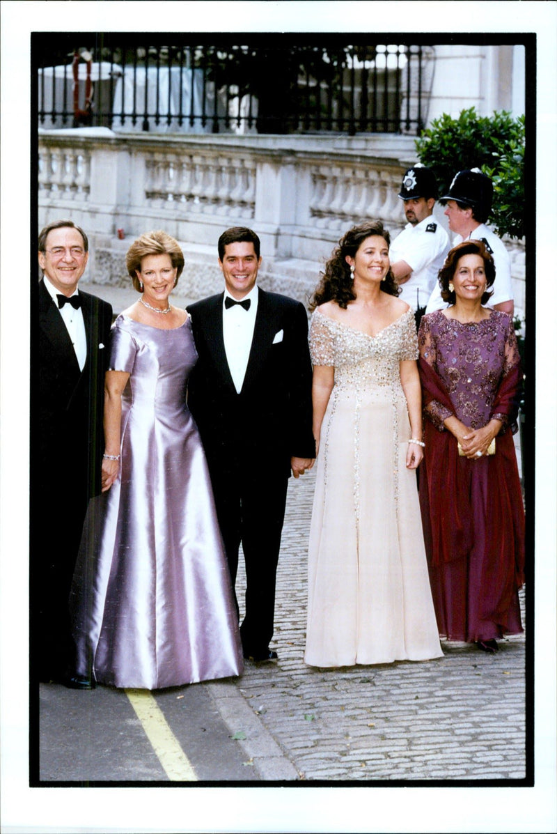 Princess Alexia of Greece and fiancÃ© Carlos Morales Quintana with Alexia&#39;s parents and Carlos Morales Quintana&#39;s mother - Vintage Photograph