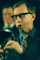 Woody Allen plays the clarinet in a jazz concert - Vintage Photograph
