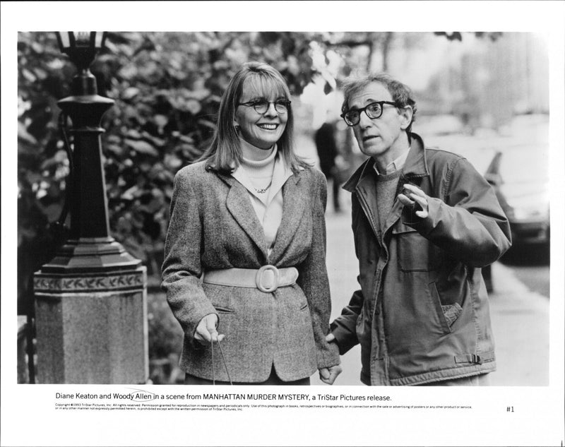 Woody Allen and Diane Keaton during the filming of "Manhattan Murder Mystery" - Vintage Photograph