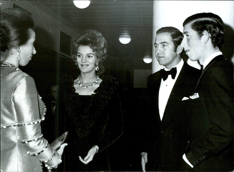 The Prince Anne of England, Queen Anne-Marie, King Constantin and Prince Charles attended a charity concert in London. - Vintage Photograph