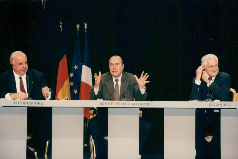 Jacques Chirac along with Prime Minister Lionel Jospin and German politician Helmut Kohl - Vintage Photograph