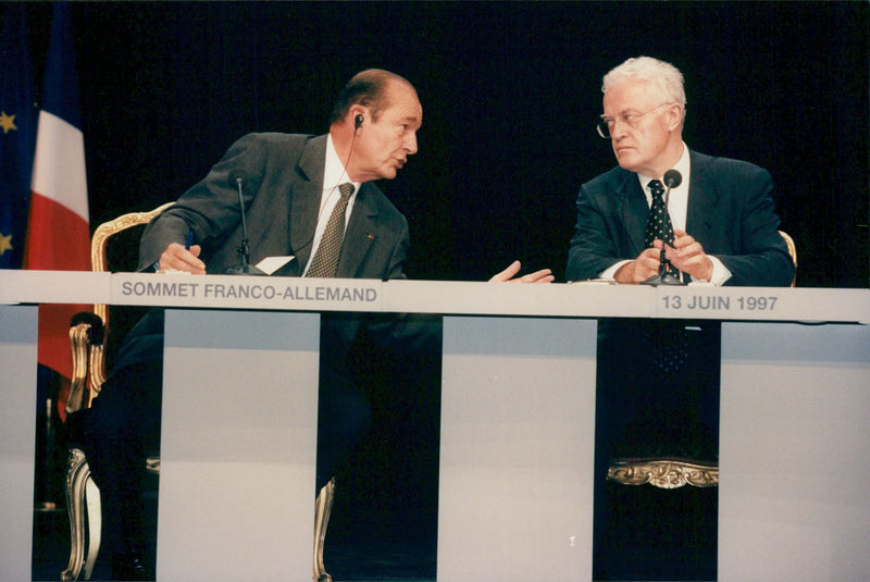 Jacques Chirac along with German politician Helmut Kohl - Vintage Photograph