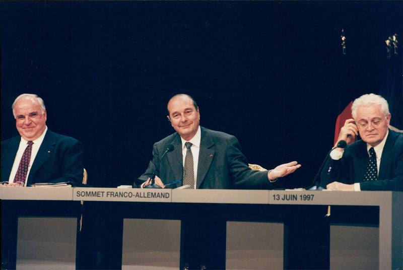 Jacques Chirac along with Prime Minister Lionel Jospin and German politician Helmut Kohl - Vintage Photograph